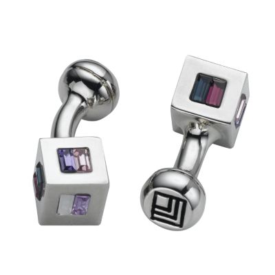 square mile purple Swarovksi crystal cufflinks