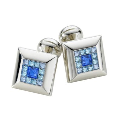 Square Mile dark blue Swarovski crystal cufflinks