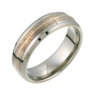 Titanium Two Tone Bevellled Ring - Product number 5215641