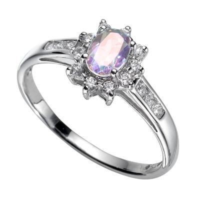9ct White Gold Rainbow Mist Topaz Cluster Ring - Product number 5226503