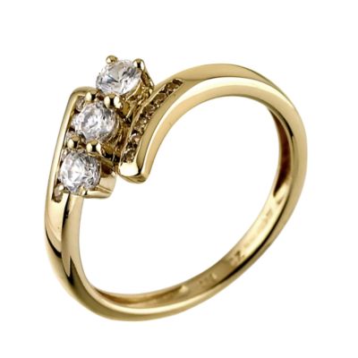 9ct Two Colour Gold Three stone Cubic Zirconia Ring