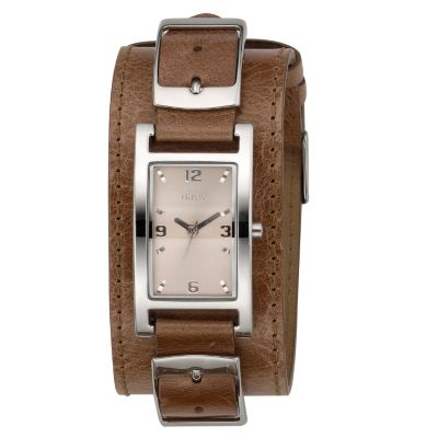 Oasis Ladiesand#39; Tan Leather Cuff Watch