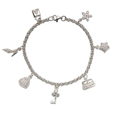 Silver Cubic Zirconia Charm Bracelet in a Box