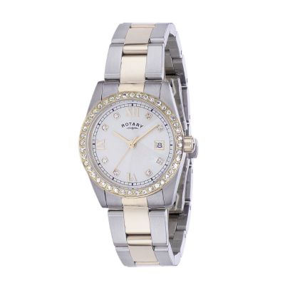 Rotary ladies' two colour bracelet stone set watch - Product number 5242045