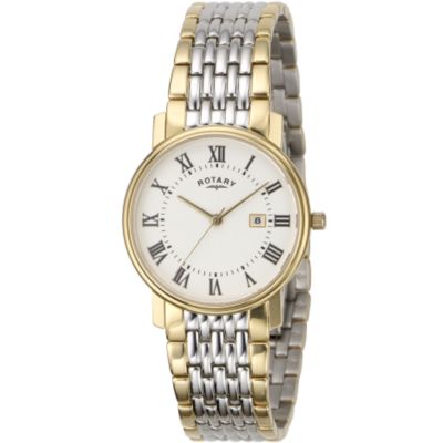 Menand#39;s Round Dial Bi-colour Bracelet Watch