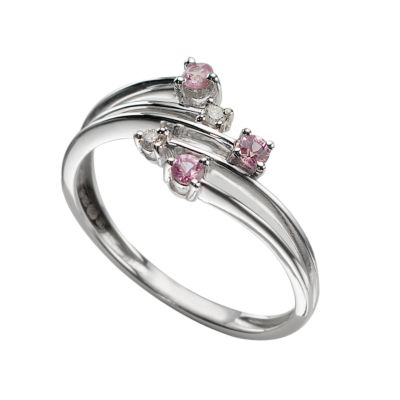 9ct white gold pink sapphire and diamond ring - Product number 5258006