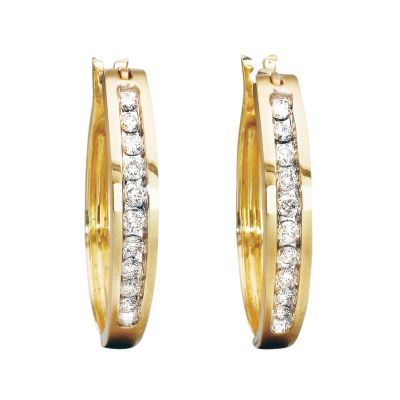 9ct Gold 1/4 Carat Diamond Hoop Earrings - Product number 5277248