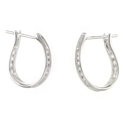 9ct White Gold 15pt Diamond Twist Hoops - Product number 5277744