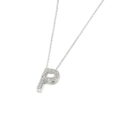 9ct White Gold Diamond Letter P Pendant - Product number 5280648