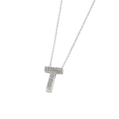 9ct White Gold Diamond Letter T Pendant - Product number 5280680