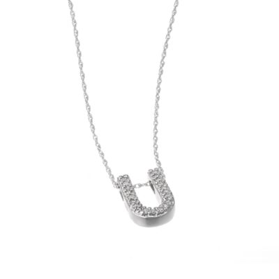 9ct White Gold Diamond Letter U Pendant - Product number 5280699
