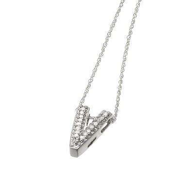 9ct White Gold Diamond Letter V Pendant - Product number 5280702
