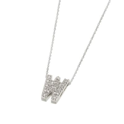 9ct White Gold Diamond Letter W Pendant - Product number 5280710