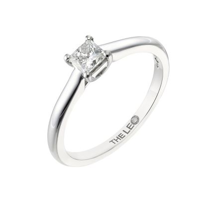Platinum third carat princess cut Leo Diamond solitaire ring - Product number 5302218