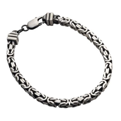 Men's oxidised sterling silver fancy link bracelet