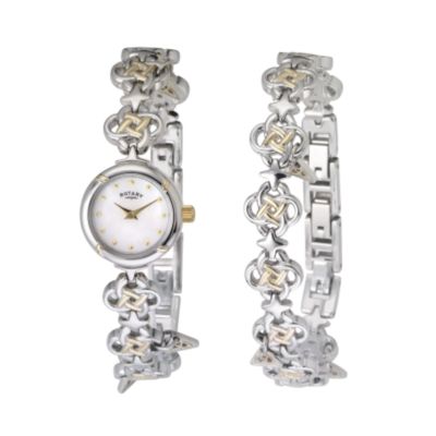 Rotary ladies' two-colour watch and charm bracelet set at Ernest Jones