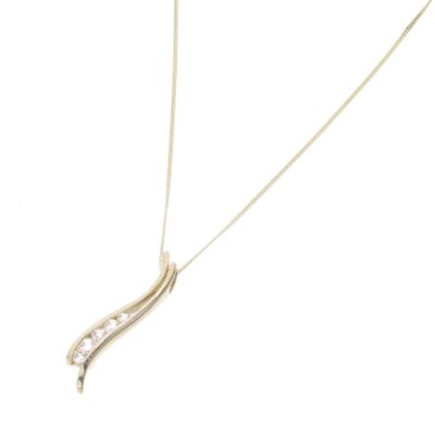9ct gold Cubic Zirconia Wave Bar Pendant