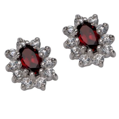 9ct Yellow Gold Garnet And Cubic Zirconia Stud Earrings - Product number 5334381