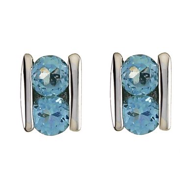 9ct white gold and blue topaz earrings - Product number 5334411