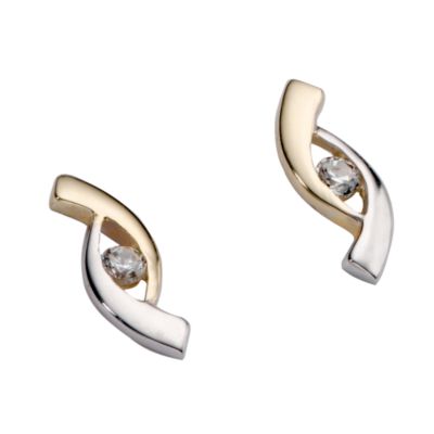 9ct gold And Rhodium Plated Two Colour Earrings