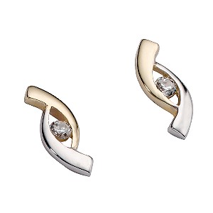 9ct gold And Rhodium Plated Two Colour Earrings