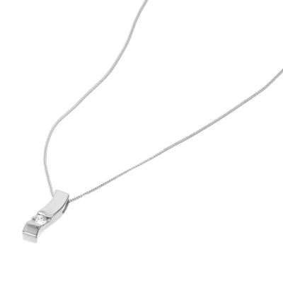 9ct White Gold Wave Bar Pendant - Product number 5334535