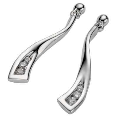 9ct White Gold Cubic Zirconia Drop Earrings - Product number 5335264