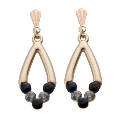 9ct Gold Sapphire And Cubic Zirconia Drop Earrings - Product number 5335825