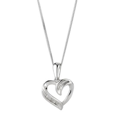 H Samuel 9ct White Gold Cubic Zirconia Open Heart Pendant