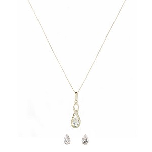 9ct Gold Cubic Zirconia Pendant and Earrings Box