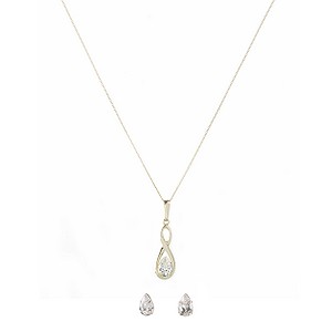 9ct Gold Cubic Zirconia Pendant and Earrings Box Set