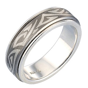 Unbranded Menand#39;s Titanium Two-tone Spinner Ring