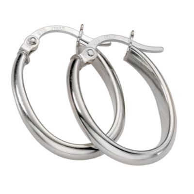H Samuel 9ct White Gold Oval Creole Earrings