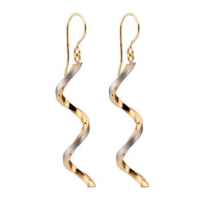 Unbranded 9ct Two Tone Twist Drop Earrings