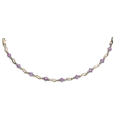 9ct Gold Pink Round Cubic Zirconia Bracelet