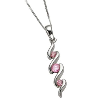 White Gold Pink Cubic Zirconia Pendant - Product number 5345707