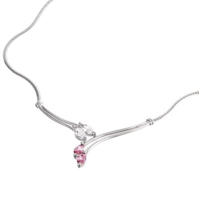 9ct white gold pink and white cubic zirconia necklace - Product number 5346215