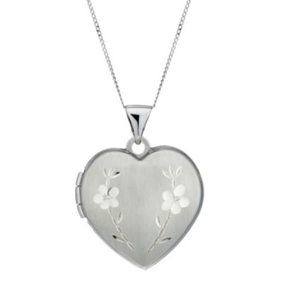 9ct White Gold Diamond Cut Heart Locket - Product number 5346665