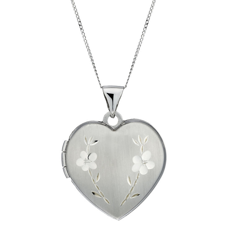 9ct White Gold Diamond Cut Heart Locket - Product number 5346665