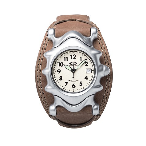 Oakley Saddleback men's brown leather strap watch