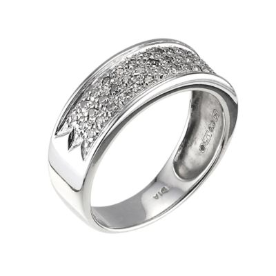 9ct White Gold Ladiesand#39; 0.20 Carat Diamond Set Pave Ring