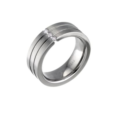 Titanium 12 point diamond twin groove pattern ring - Product number 5356733