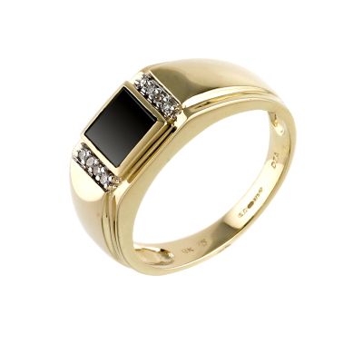 9ct gold diamond and onyx ring