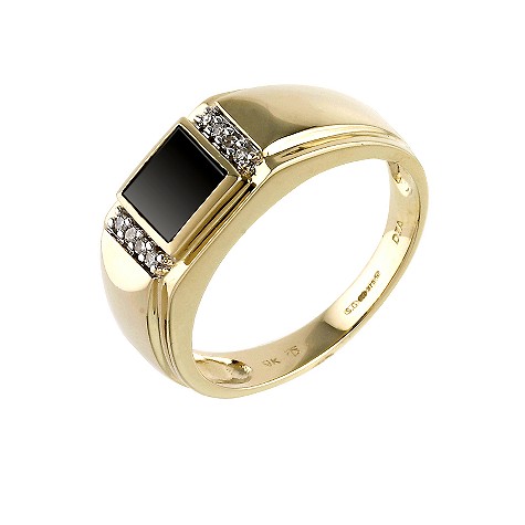 9ct gold diamond and onyx ring