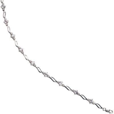 9ct White Gold Cubic Zirconia Bracelet