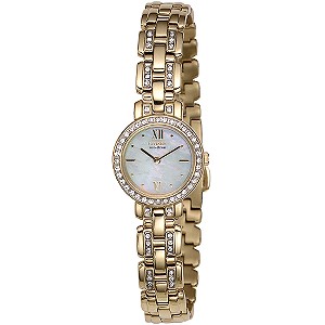 Ladiesand#39; Eco-Drive Gold-Plated Stone-set Bracelet Watch