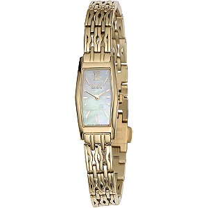 Ladies`Eco-Drive Mother-of-pearl Dial Gold-plated Bracelet Watch