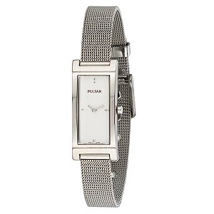 Pulsar Ladiesand#39; Rectangular Mesh Bracelet Watch