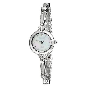 Ladiesand#39; Stone-set Bracelet Watch with Mother-of-pearl Face