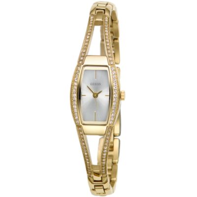 Guess Ladiesand#39; Gold-plated Stone-set Semi-bangle Watch
